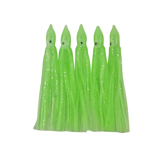 Swimerz Octopus Skirts 100mm Lumo Green, 5 pack.