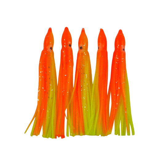 Swimerz Octopus Skirts 100mm Orange Fire, 5 pack.