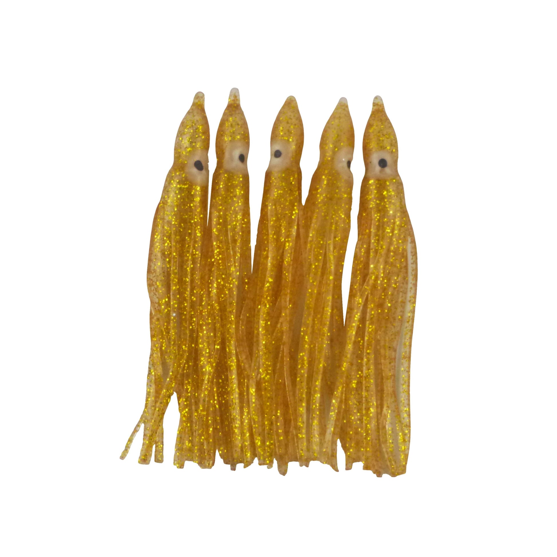 Swimerz Octopus Skirts 100mm Gold Glitter, 5 pack.