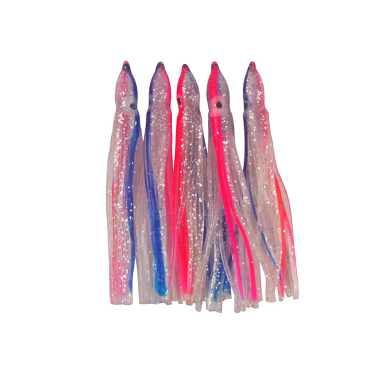 Swimerz Octopus Skirts 100mm Silver Stripe, 5 pack.