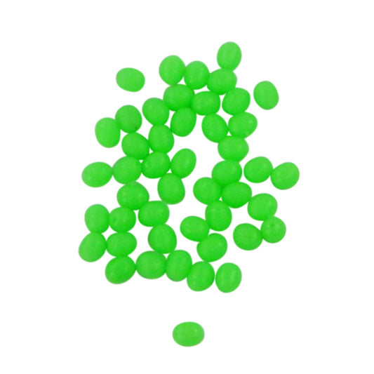 Swimerz Beads, 6.4mmWx8.3mmL, Lumo Green Egg, 50 pack.