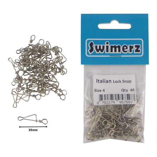 Swimerz Italian Snap, Closed Eye, size 4, 40 pack.
