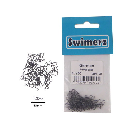 Swimerz German Power Snap, Closed Eye, size 00, 50 pack.
