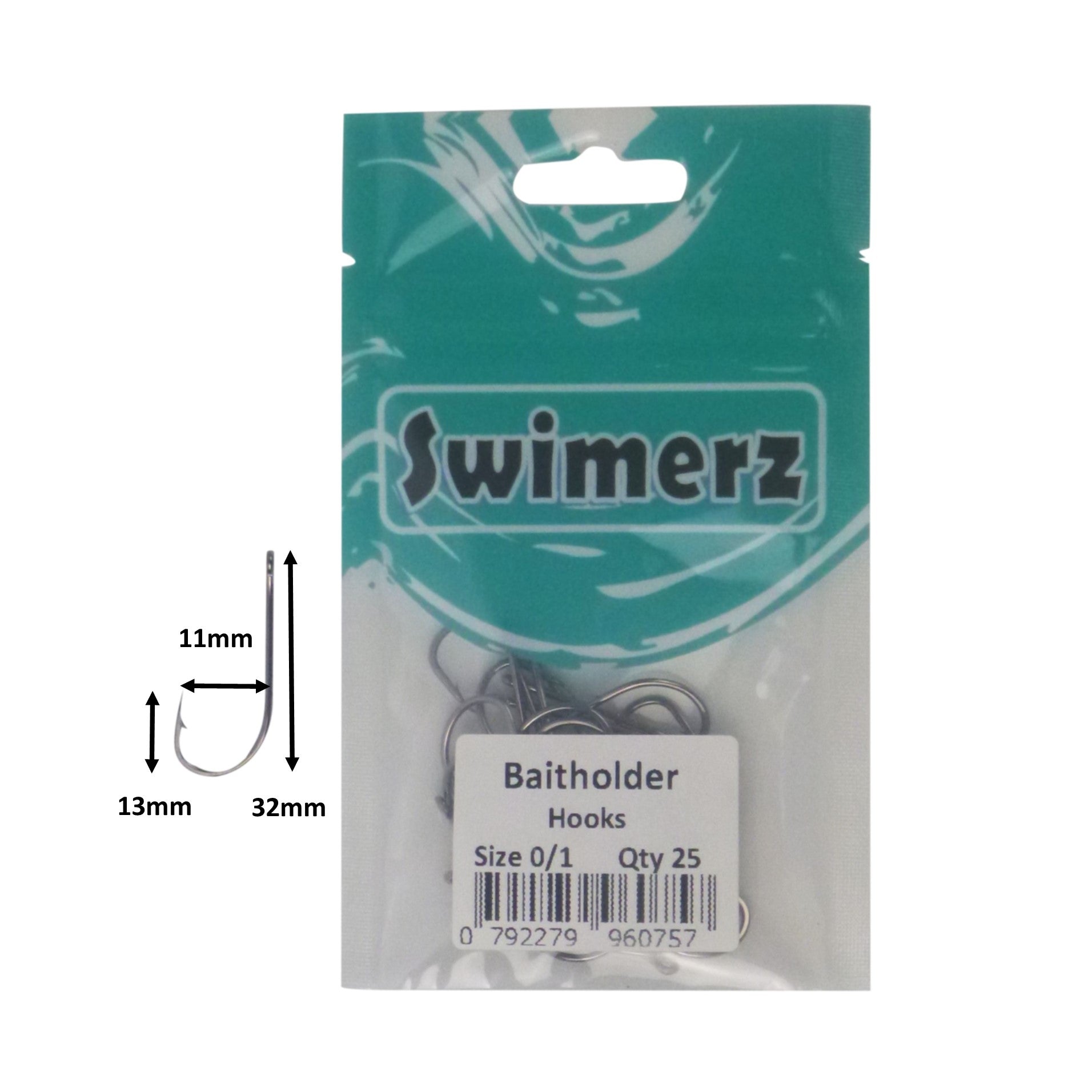 Swimerz 0/1 Baitholder Hook, Qty 25.