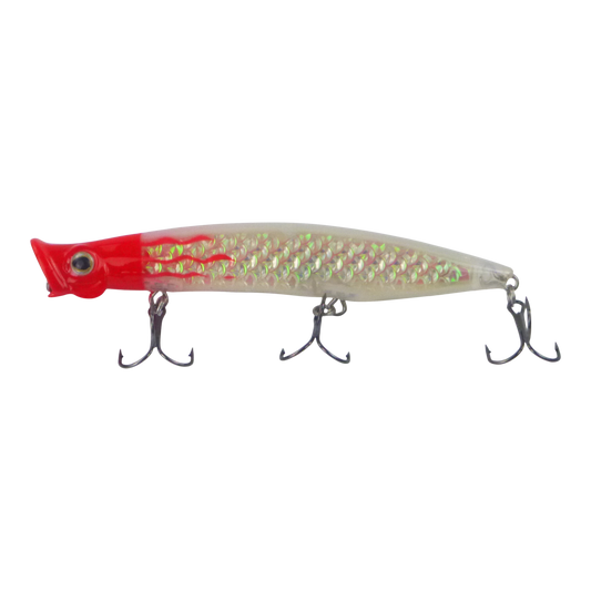 Toppu Mizzu Cupface Popper, 110mm, Silver Red Hex.