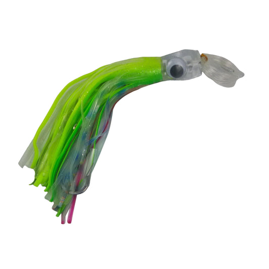 Swimerz Trolling Lure Rigs, 95gm, 23cmL, Size 8/0 Hook, Lime Spider, 2 pack.