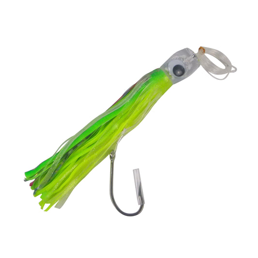 Swimerz Trolling Lure Rigs, 95gm, 23cmL, Size 8/0 Hook, Lime Spider, 2 pack.