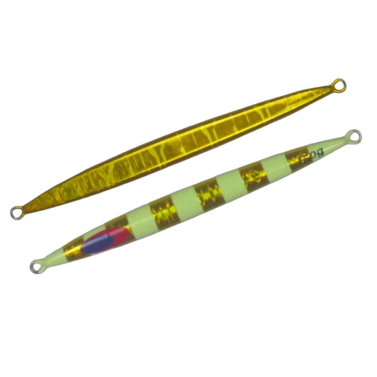 Finesse Lumo Fastdrop Jig, 150gm, Gold Stripe, Qty 2.
