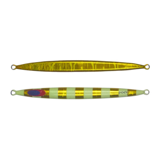Finesse Lumo Fastdrop Jig, 200gm, Gold Stripe, Qty 2.