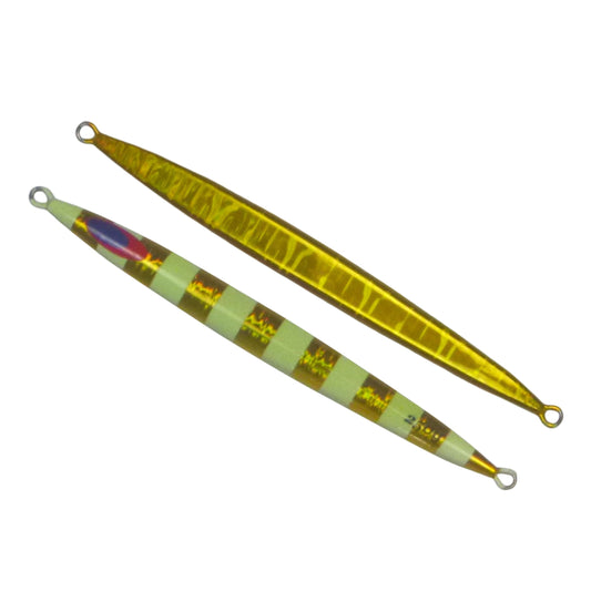 Finesse Lumo Fastdrop Jig, 250gm, Gold Stripe, Qty 2.