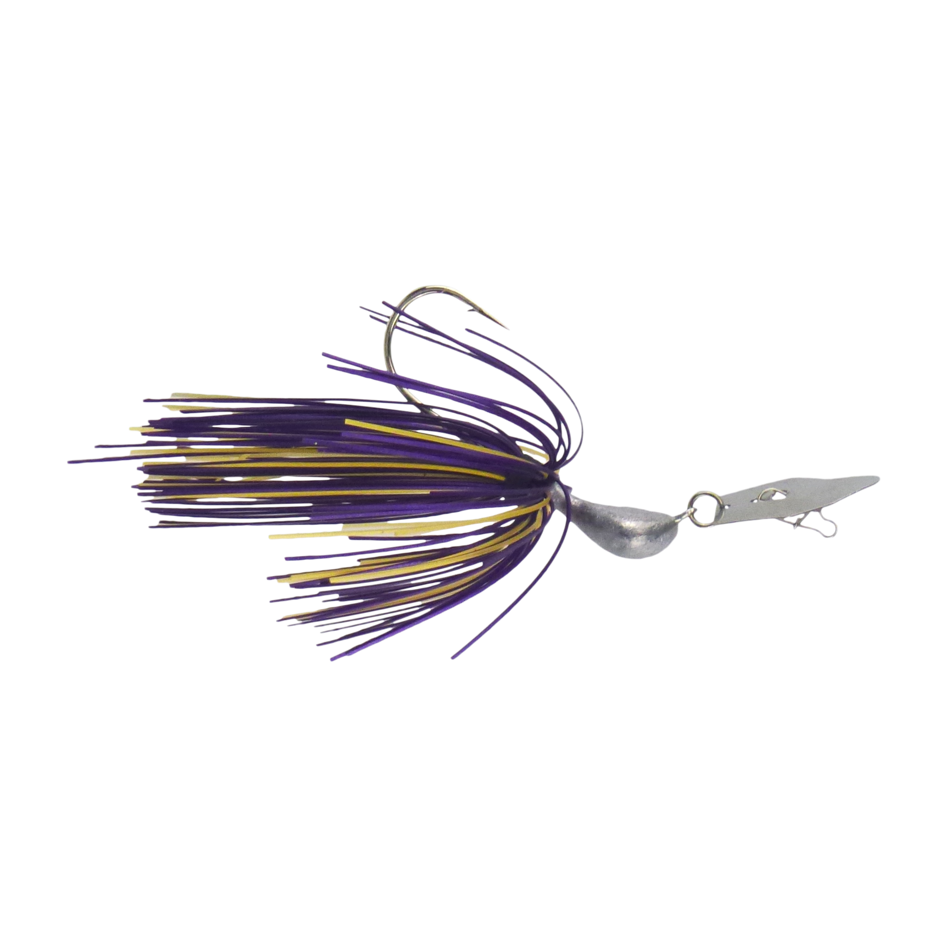 Dekoi 14gm Bladed Swim Jig, Chatterbait, Purple Gold, 2 pack.