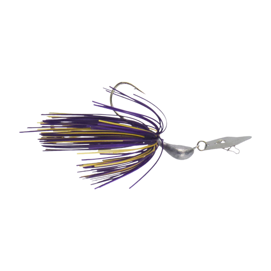 Dekoi 14gm Bladed Swim Jig, Chatterbait, Purple Gold, 2 pack.