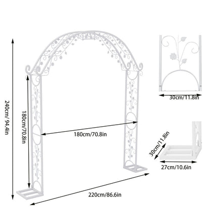 Fin Xl Decorative Double Rails Iron Arbor Garden Archway Trellis Metal Wedding Arch