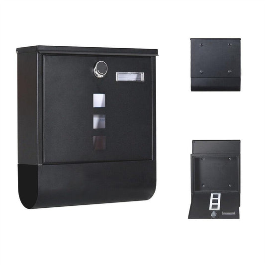 Lockable Mailbox Wall Mounted Mail Letter Post Box with Newspaper Holder Rack.