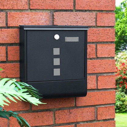 Lockable Mailbox Wall Mounted Mail Letter Post Box with Newspaper Holder Rack.