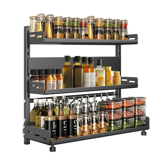 3-Tier Large Kitchen Spice Rack Anti-Rust Organizer Shelf, Height Adjustable Storage Rack AU.