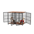 Fin 4 Doors Ultra Thicken Dog Crate Cage End Table Divided Dog Puppy Kennel For 2 Dog