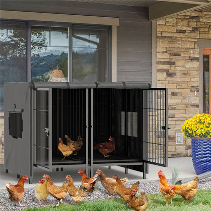 Giant Dog Cage Indoor Outdoor Super-Hard Metal Kennel Pet Playpen W Tray & Divider
