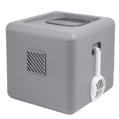 Foldable Fully Enclosed Hooded Cat Litter Box Self-Cleaning Kitty Toilet w Tray