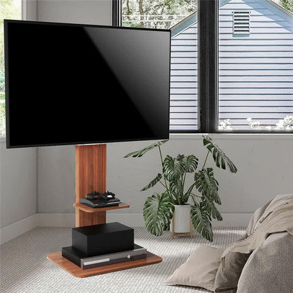 32"-65" Tv Floor Stand Adjustable Corner Tv Mount Bracket With Sturdy Wood Base.