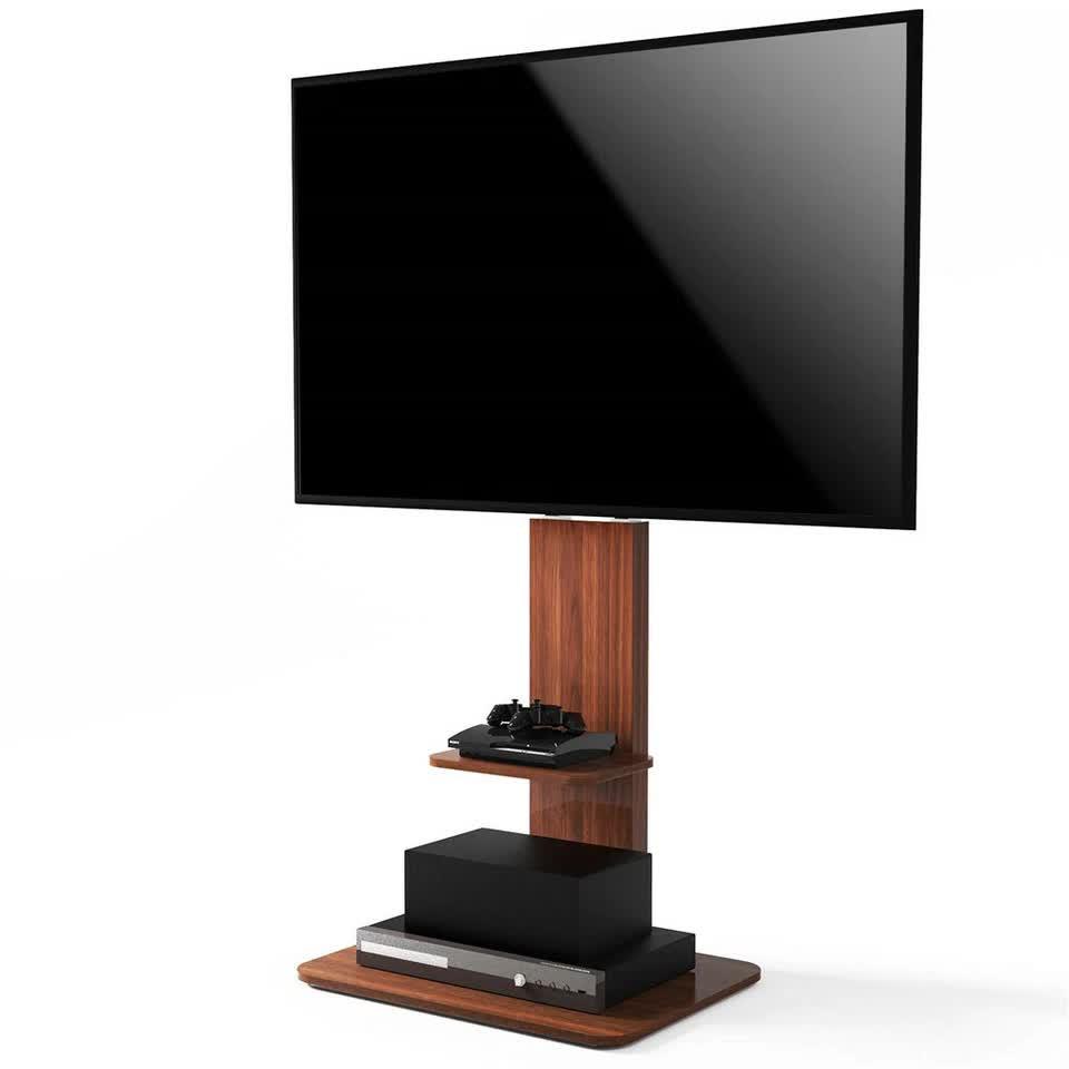 32"-65" Tv Floor Stand Adjustable Corner Tv Mount Bracket With Sturdy Wood Base.