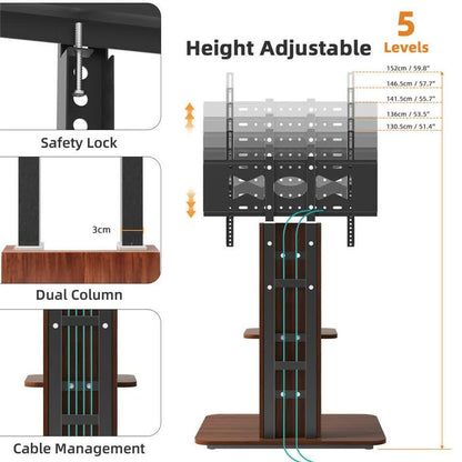 32"-65" Tv Floor Stand Adjustable Corner Tv Mount Bracket With Sturdy Wood Base.