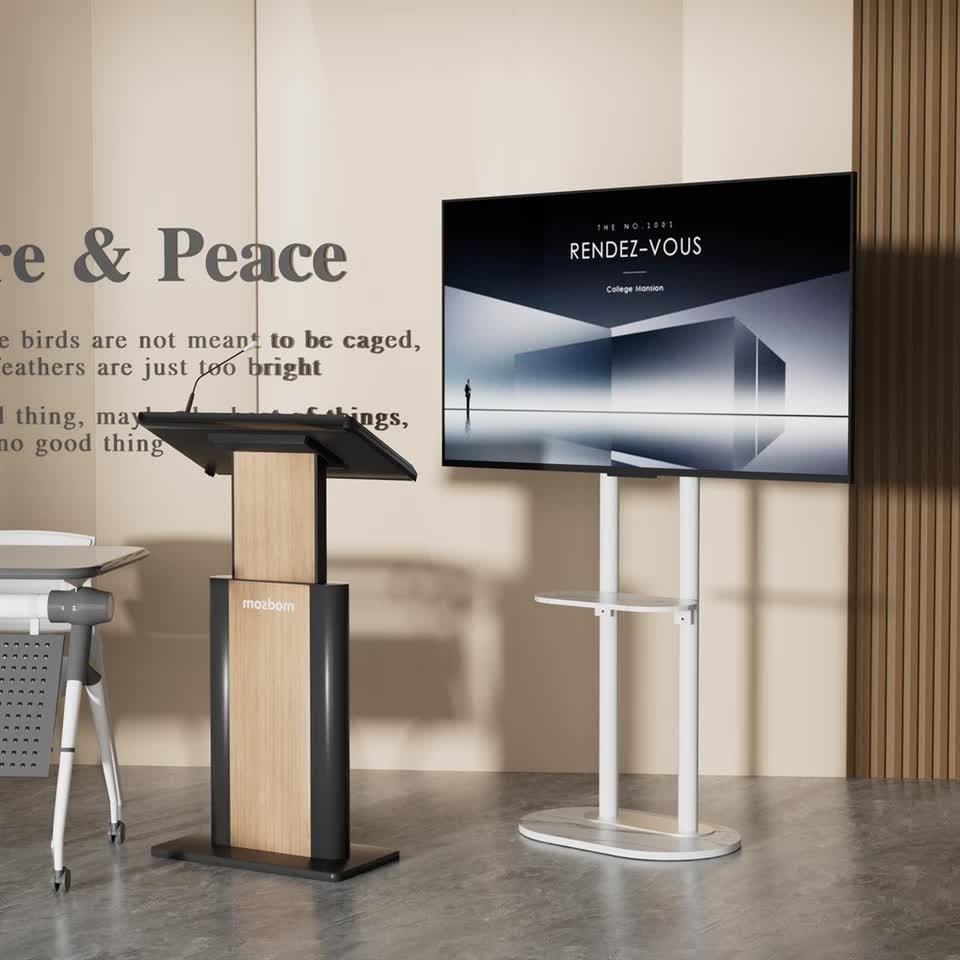 Minimalist Marble Textured Floor Tv Stand 32"-75" Strong Steel Tv Bracket Stable.