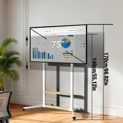 Height Adjustable Steel TV Stand on Wheels - Heavy Duty Mobile Floor Mount Cart for 40Ã¯Â¿Â½100 Inch TVs, 100kg Capacity.