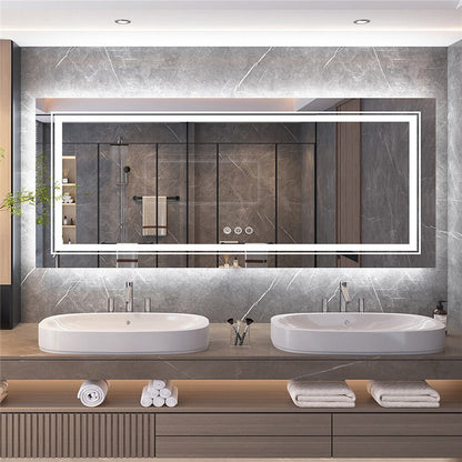 Anti-Fog LED Bathroom Mirror with 2-Way Mount 1000*600mm/Double LED