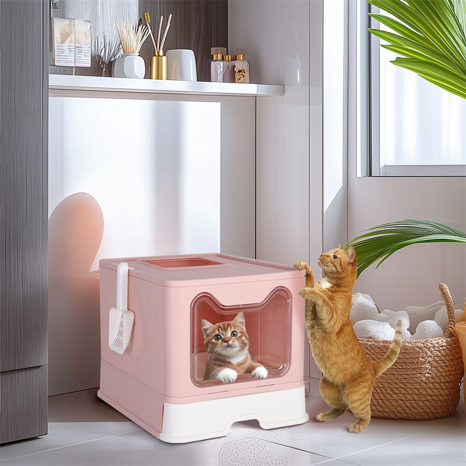 Xxl Large Cat Litter Box Self-Cleaning No Smell Pet Toilet Box With Tray & Scoop