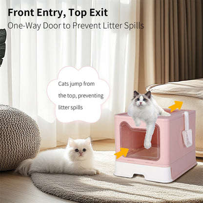 Xxl Large Cat Litter Box Self-Cleaning No Smell Pet Toilet Box With Tray & Scoop
