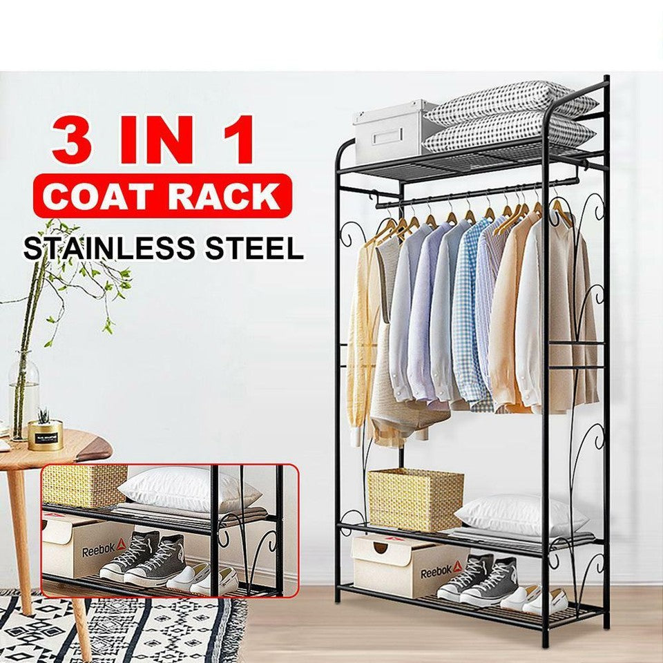 Extra Large Metal Clothes Rail Storage Dress Hanging Garment Rack Portable Stand