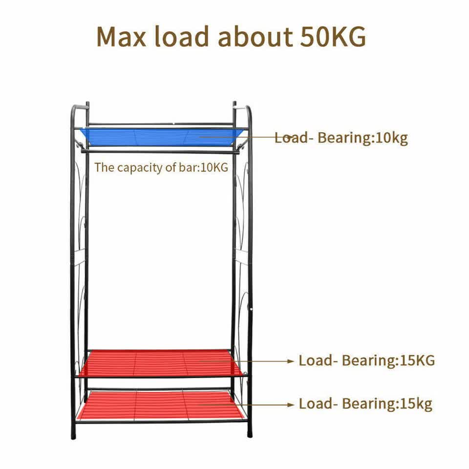 Extra Large Metal Clothes Rail Storage Dress Hanging Garment Rack Portable Stand