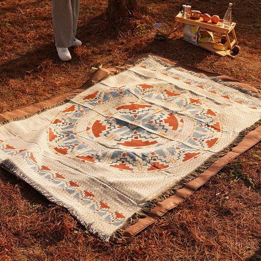 2pcs pack set 180*180cm Bohemian Picnic Blanket, Waterproof Camping Blanket, Outdoor Rug for Camping, Picnic, Beach.