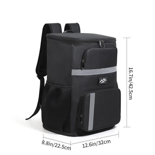 Insulated Cooler Backpack - Portable Outdoor Picnic and Beverage Bag with Bottle Opener (Black).