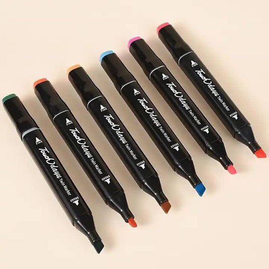 Professional Dual-Tip Marker Set - 48 Colors with Color-Coded Caps for Easy Identification.