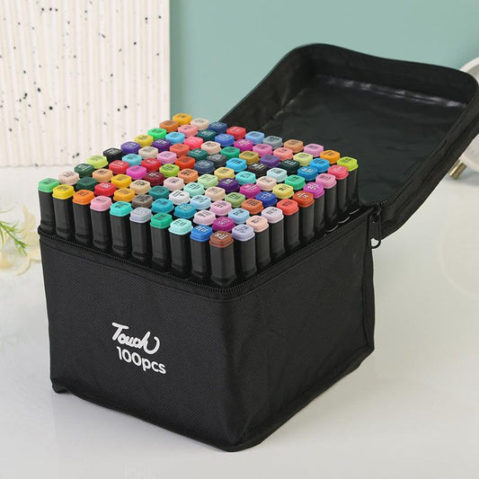Professional Dual-Tip Marker Set - 100 Colors with Color-Coded Caps for Easy Identification.
