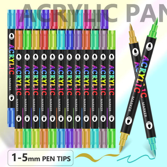 36-Pack Dual-Tip Acrylic Paint Markers - 72 Vibrant Colors, Waterproof & Quick-Dry for Art Projects.