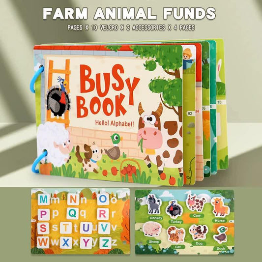 Themed Busy Book Set - Educational Activity Books for Preschool Learning (Farm, Vehicles, Dinosaurs, Ocean, and Forest,5 books in total).
