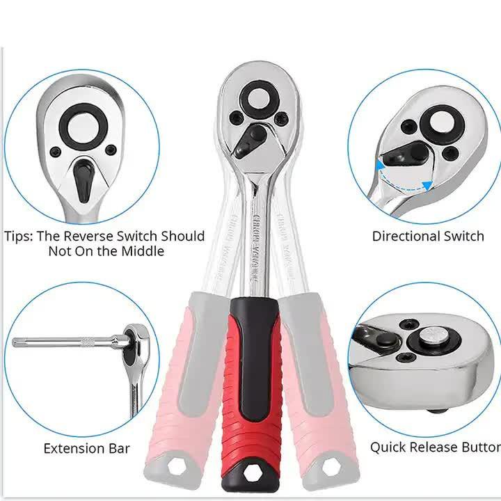 82-Piece Professional Automotive Repair Tool Set - 1/2 & 1/4 Drive Ratchets, Sockets, and Wrenches for Engine, Tire, and Spark Plug Maintenance.