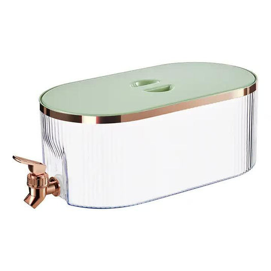 Light Green Refrigerator Cold Water Dispenser - 5.3L Fruit Tea Jug with Tap for Home Beverages.