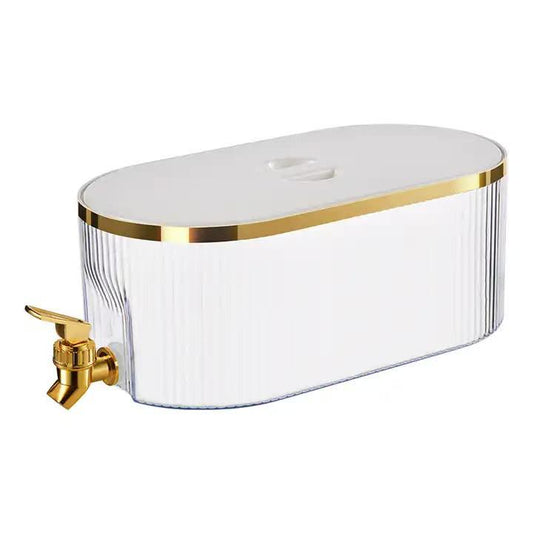 Elegant White Refrigerator Cold Water Dispenser - 5.3L Fruit Tea Jug with Tap for Home Beverages.