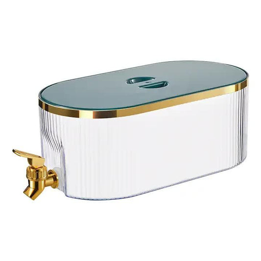 Dark Green Refrigerator Cold Water Dispenser - 5.3L Fruit Tea Jug with Tap for Home Beverages.