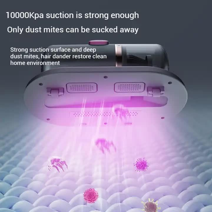 Purple Portable UV Mattress Cleaner, Handheld Wireless Dust Mite Vacuum, Home UV Sterilizer for Bed, Fabric & Upholstery.