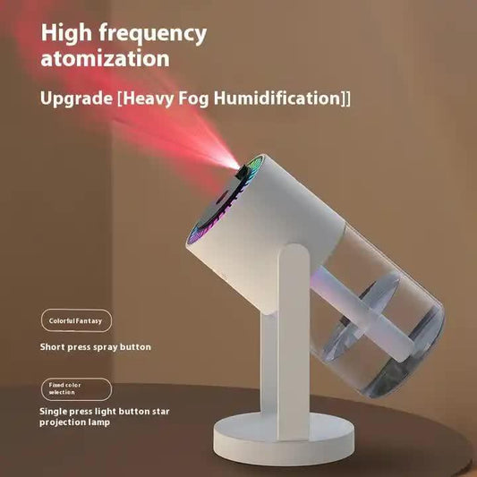 White Starry Sky Projection Humidifier â USB Ultrasonic Car and Home Air Humidifier, Mist Diffuser for Hydration.