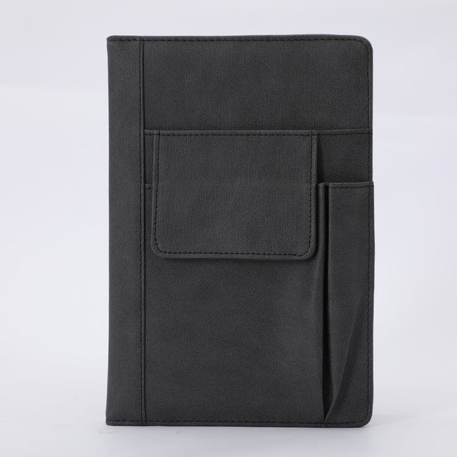 Black A5 Multi-Functional PU Leather Notebook with Pockets - Office Planner and Journal Hover Image