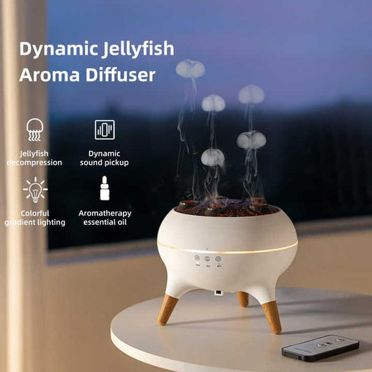 Dynamic Jellyfish Aroma Diffuser with Timer, Ambient Lighting, and Adjustable Mist Modes.