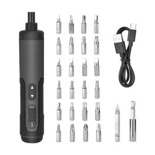 3.6V Li-ion Cordless Electric Screwdriver Set with 24 Bits, LED Light, and Torque Adjustment, 250rmp.