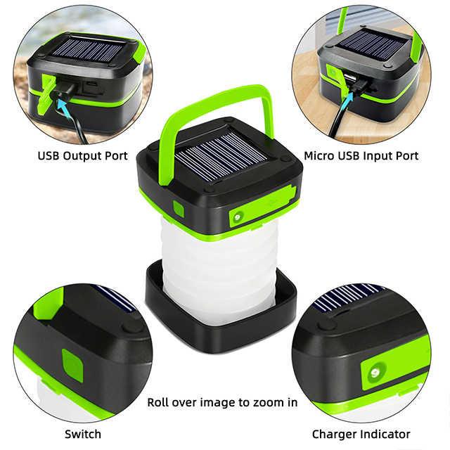 Orange Collapsible Portable Solar LED Camping Lantern with USB Charging Main Image