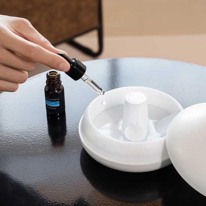 Flame Mountain Aroma Diffuser - 7-Color LED Light, 130ml Capacity, Ultrasonic Mist Maker for Home or Office, Cracked Black.